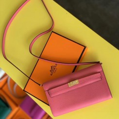 Luxury Replica Hermes Kelly Classique To Go Wallet In Rose Lipstick Epsom Calfskin JM765CF36