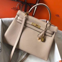 Replica 1:1 Hermes Kelly 32cm Bag In Trench Clemence Leather GHW JM102tX63