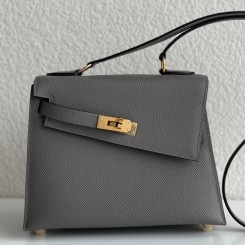Replica AAA Hermes Kelly En Desordre 20 Handmade Bag In Etain Epsom Calfskin JM819Xr29