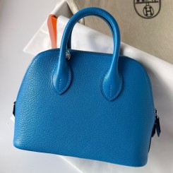 Replica Best Quality Hermes Bolide 1923 Mini Handmade Bag In Blue Frida Chevre Mysore Leather JM1647wU18