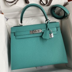 Replica Best Quality Hermes Kelly Sellier 28 Handmade Bag In Blue Paon Epsom Calfskin JM1051wU18