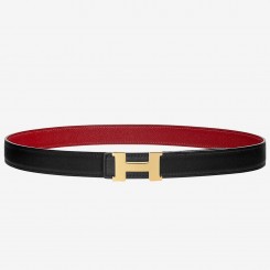 Replica Designer Hermes Mini Constance 24mm Reversible Belt Black/Red JM1182Le42