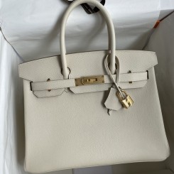 Replica Hermes Birkin 30 Retourne Handmade Bag In Craie Epsom Calfskin JM1488BV51