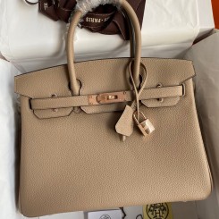 Replica Hermes Birkin 30 Retourne Handmade Bag In Trench Clemence Leather JM1073gn30