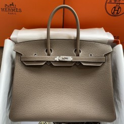 Replica Hermes Birkin 35 Retourne Handmade Bag In Taupe Clemence Leather JM1323iH93