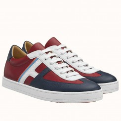 Replica Hermes Boomerang Sneakers In Multicolore Bordeaux Leather JM639pe68
