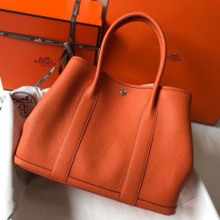 Replica Hermes Garden Party 36 Bag In Orange Clemence Leather JM676SZ66