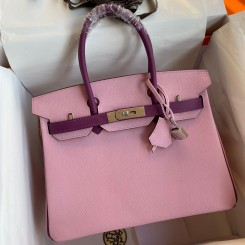 Replica Hermes HSS Birkin 30 Bicolor Bag in Mauve Sylvestre and Anemone Epsom Calfskin JM1132ij65