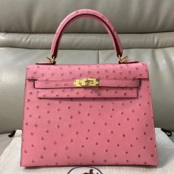 Replica Hermes Kelly 25cm Handmade Bag In Terre Cutie Ostrich Skin JM1789Ph61