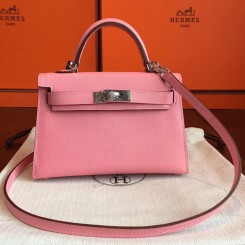Replica Hermes Kelly Mini II Handmade Bag In Rose Confetti Epsom Leather JM1190BV51