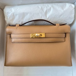 Replica Hermes Kelly Pochette Handmade Bag In Chai Swift Calfskin JM1391sD46