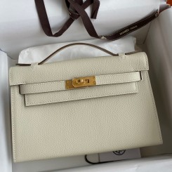Replica Hermes Kelly Pochette Handmade Bag In Craie Epsom Calfskin JM2058UD97