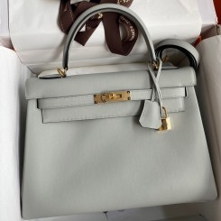 Replica Hermes Kelly Retourne 32cm Handmade Bag In Blue Glacier Swift Calfskin JM1462UD97