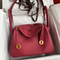 Replica Hermes Lindy 26 Handmade Bag In Ruby Clemence Leather JM2070Xe44