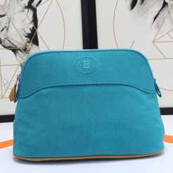 Replica Hermes Medium Bolide Travel Case In Blue Horizon Cotton JM1593QA46