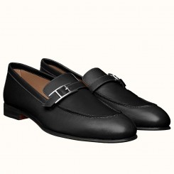 Replica Hermes Men's Monterey Loafers In Black Calfskin JM594BV51