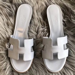 Replica Hermes Oasis Sandals In Pearl Grey Epsom Leather JM124IV87