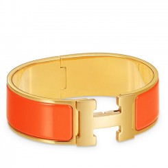 Replica Hermes Orange Enamel Clic Clac H PM Bracelet JM1577On56