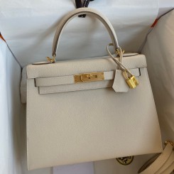 Top Hermes Kelly Sellier 28 Handmade Bag In Craie Epsom Calfskin JM993He97