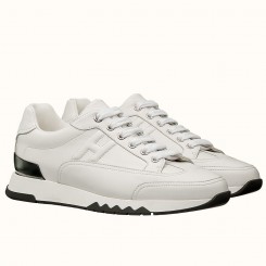 Top Hermes Men's Trail Sneakers In White Calfskin Leather JM1887He97