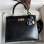 AAA Hermes Kelly Sellier 25 Handmade Bag In Black Box Calfskin JM1275DY28