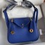 AAA Hermes Mini Lindy Handmade Bag In Blue Electric Clemence Leather JM1573DY28