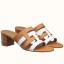AAA Imitation Hermes Amica 5mm Sandals In Brown/White Calfskin JM687iE46