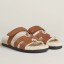 Best 1:1 Hermes Women's Chypre Sandals in Tan Suede with Shearling JM1770em76