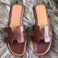 Best Hermes Oran Sandals In Bordeaux Swift Leather JM1808YF21