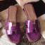 Copy 1:1 Hermes Oran Sandals In Purple Shiny Niloticus Crocodile JM133nF20