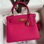 Copy Best Quality Hermes Kelly Retourne 25 Handmade Bag In Framboise Clemence Leather JM1951cE98