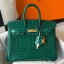 Copy Hermes Birkin 25cm Bag In Green Embossed Crocodile Leather JM312Lm44