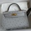 Copy Hermes Kelly Mini II Sellier Handmade Bag In Bleu Glacier Ostrich Leather JM1249uk73