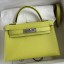 Copy Hermes Kelly Mini II Sellier Handmade Bag In Jaune Bourgeon Chevre Mysore Leather JM39tk27