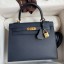 Copy Hermes Kelly Sellier 25 Handmade Bag In Blue Indigo Epsom Calfskin JM1395pg57