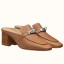 Fake AAA Hermes Blossom Mules 60mm In Brown Goatskin JM742XW34