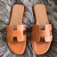 Fake AAAAA Hermes Oran Sandals In Brown Swift Leather JM1036YK70