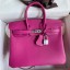 Fake Hermes Birkin 25 Retourne Handmade Bag In Rose Purple Swift Calfskin JM2042Lm57