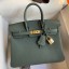 Fake Hermes Birkin 25 Retourne Handmade Bag In Vert Amande Clemence Leather JM1993Bp55