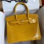 Fake Hermes Birkin 30 Handmade Bag In Jaune Ambre Crocodile Niloticus Shiny Skin JM1075uQ71