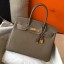 Fake Hermes Birkin 30cm Bag In Taupe Clemence Leather GHW JM364tr16