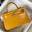Fake Hermes Kelly Mini II Bag In Yellow Embossed Crocodile Leather JM135BC48