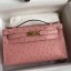 Fake Hermes Kelly Pochette Handmade Bag In Terre Cuite Ostrich Leather JM1327BC48