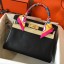 Fake Hermes Kelly Retourne 28 Handmade Bag In Black Swift Calfskin JM66tr16