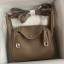 Fake Hermes Mini Lindy Handmade Bag In Taupe Clemence Leather JM1029BC48