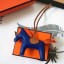 Fake Hermes Rodeo Horse Bag Charm In Blue/Camarel/Orange Leather JM990SS84