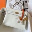 Fake Replica Hermes Kelly Retourne 25 Handmade Bag In Craie Swift Calfskin JM1342wE81