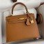 Fashion Hermes Kelly Sellier 25 Handmade Bag In Gold Epsom Calfskin JM25lx86