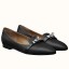 Fashion Hermes Pegase Ballerina Flats In Black Leather JM1486LS40