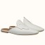 Fashion Hermes Tangeria Mules In White Calfskin JM1110UE80